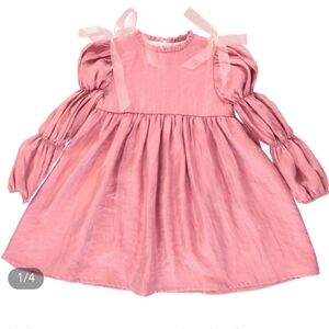 Bebe Organic Size 10 Elizabeth Dress Coral  Shimmer with ribboned bows